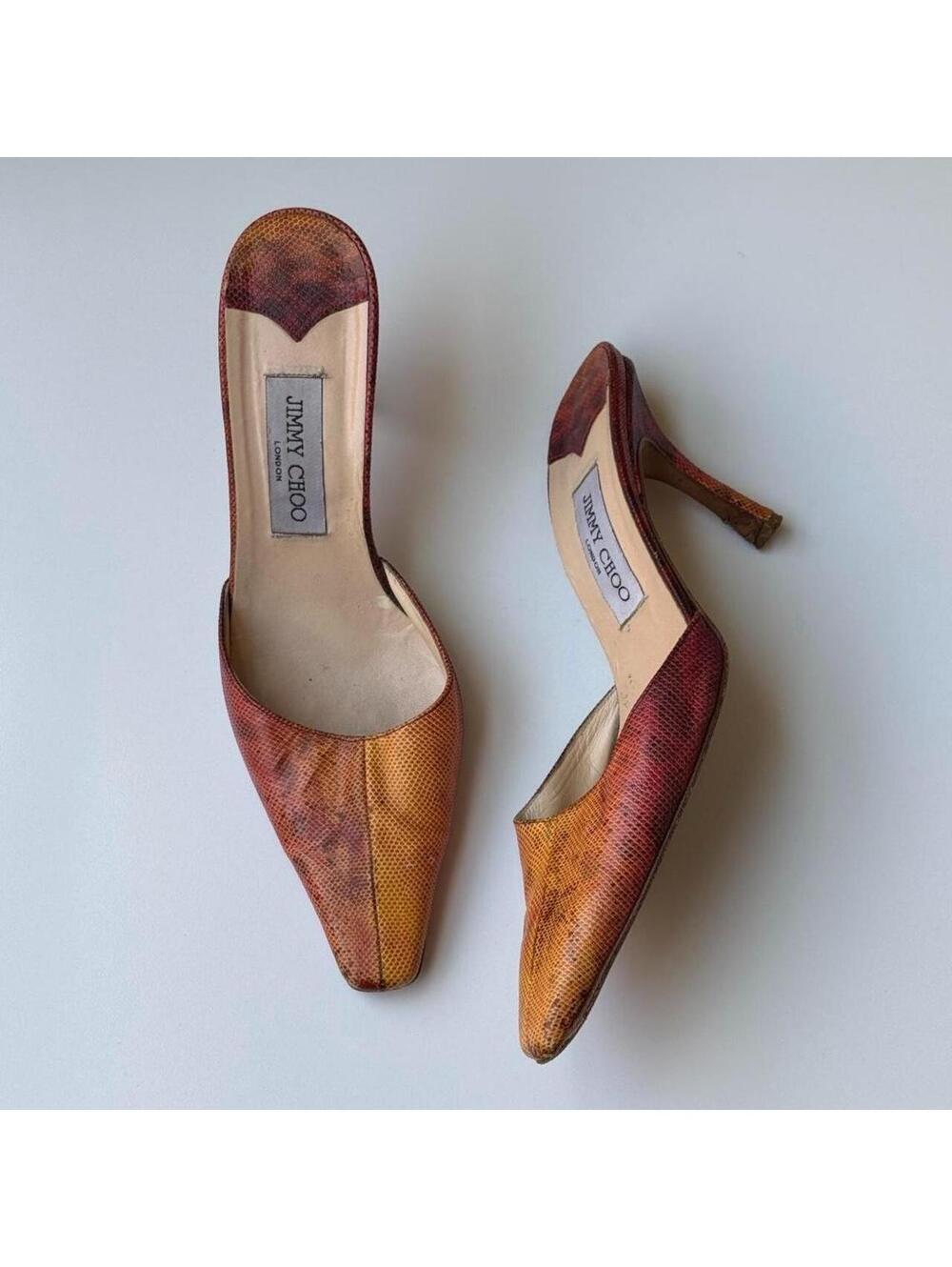 Vintage Jimmy Choo Lizard Skin Mules